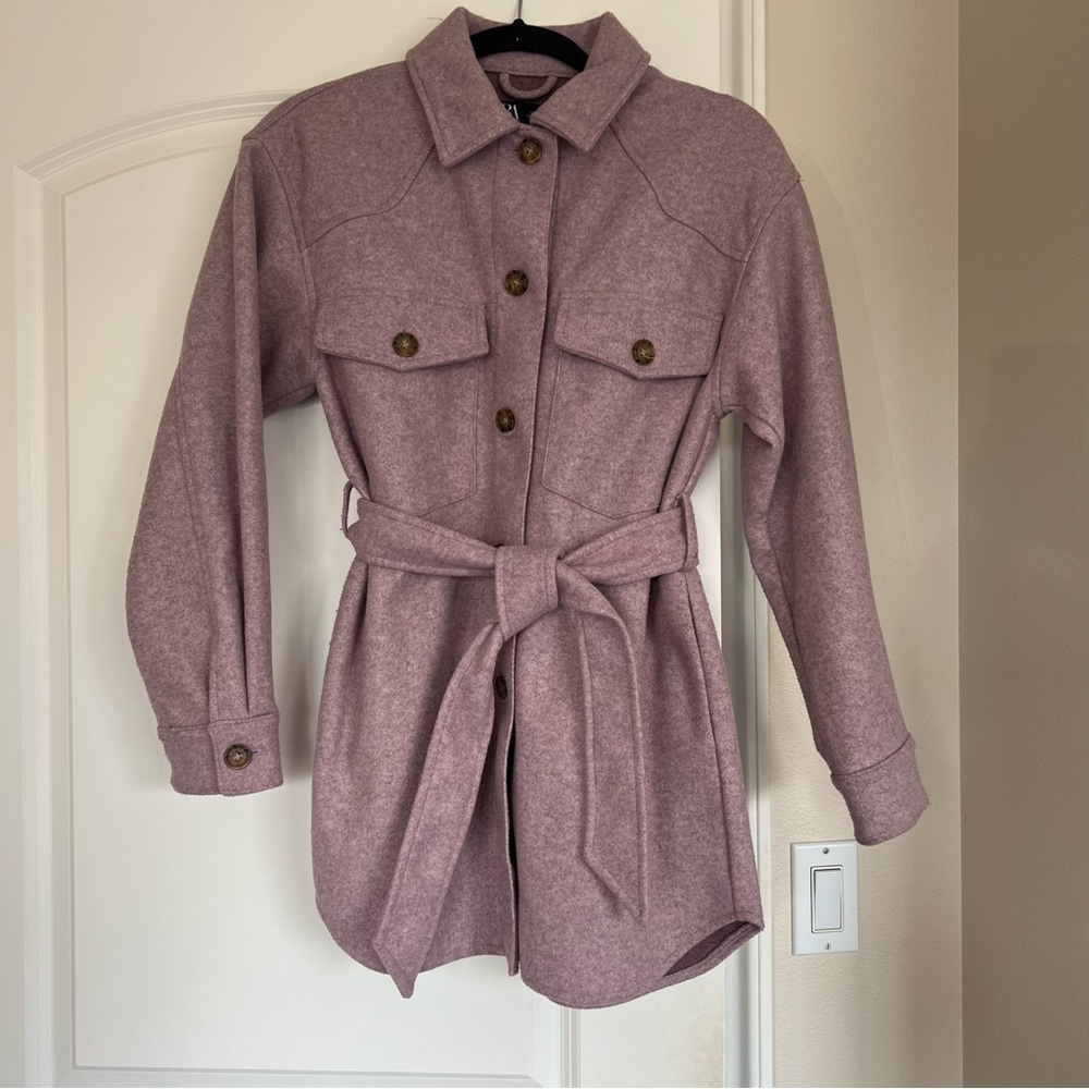 Zara Mauve Belted Overshirt